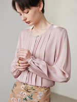 Elegante Camisa de Seda de Morera 90% para Mujer, Blusa de Seda Elástica de Manga Larga de Crepé de China de 19mm, Camisa de Satén de Lujo para Oficina 2026