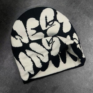 <span class=keywords><strong>Bonnet</strong></span> réversible en jacquard acrylique double couche, tricoté épais, avec logo brodé personnalisé, <span class=keywords><strong>bonnet</strong></span> d'hiver en maille - Product Image 1