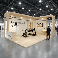 Stand d'exposition IZEXPO 20x20 pieds en bois, matériaux haut de gamme, logo personnalisé adapté, stand de salon professionnel pour l'image de marque