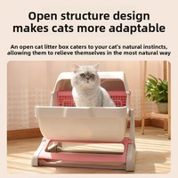Nouvelle conception, litière pour chat semi-automatique de 80 L, en plastique, écologique, facile à nettoyer, grande taille, design ouvert, vente directe du fabricant