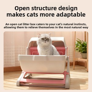 Nouvelle conception, <span class=keywords><strong>litière</strong></span> pour <span class=keywords><strong>chat</strong></span> semi-automatique de 80 L, en plastique, écologique, facile à nettoyer, grande taille, design ouvert, vente directe du fabricant - Product Image 2