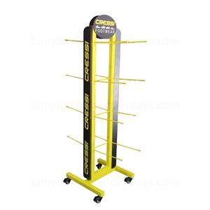 Commercial Double Sided Metal Shoe <b>Display</b> Rack with Hooks & Wheels Removable Floor <b>Stand</b> for Footwear Store Clothing <b>Shop</b> - Product Image 2