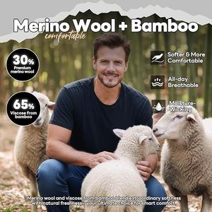 Magliette 100% <span class=keywords><strong>Lana</strong></span> Merino per Uomo, Produzione Diretta, Resistenti agli Odori, Strato Base Leggero per Escursionismo e Viaggi - Product Image 2
