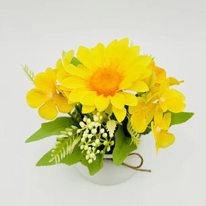 Bonsaï de tournesol artificiel 18 cm blanc rose jaune rouge, décorations de mariage, plantes en pot pour la maison et le salon, ornements en plastique - Product Image 4
