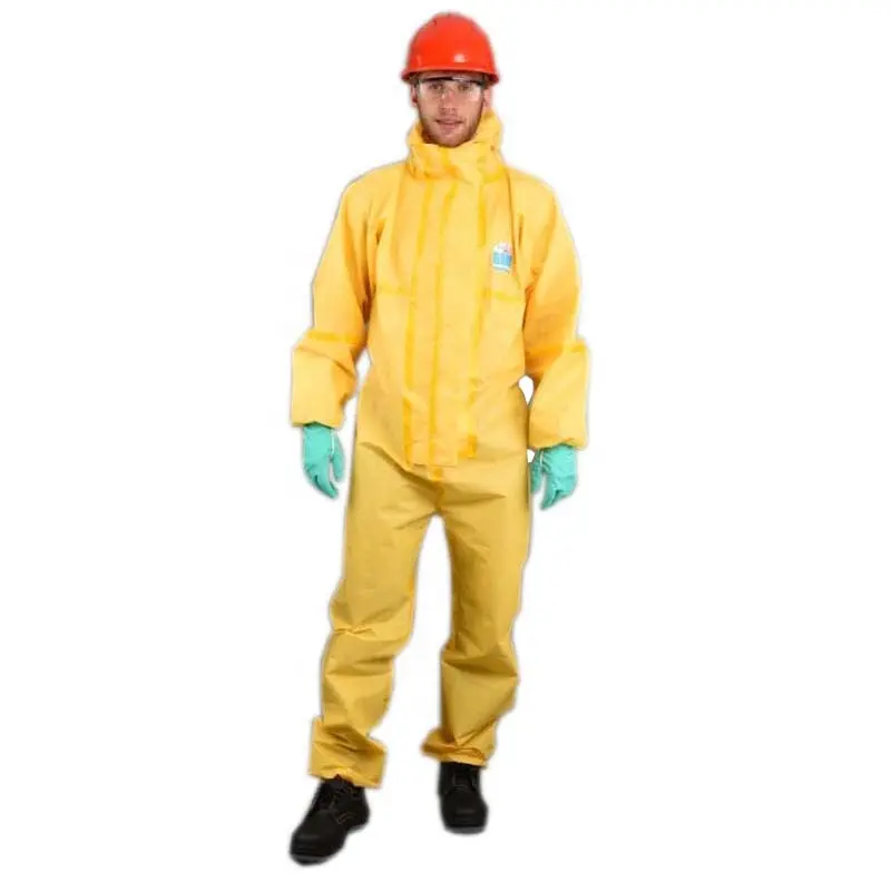 Prenda de protección química amarilla Mono de trabajo de minería OEM Mono de seguridad de cuerpo completo impermeable