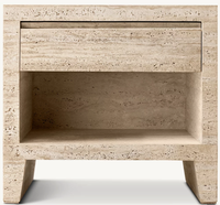 Meuble de rangement de chevet de luxe moderne en pierre de travertin beige pour salon et chambre à coucher avec design écologique