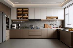 Fabrication de cuisines modernes sur mesure, armoires de cuisine commerciales avec accessoires de charnières pour évier, conception de cuisine équipée - Product Image 2