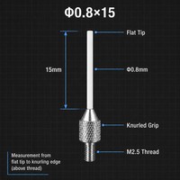 Sonde à pointe plate en céramique SD0.80X15mm, filetage M2.5, pièce de rechange pour stylet de mesure d'indicateur de précision pour micromètre