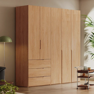 Armoire en bois massif de style nordique, grande capacité de rangement, meubles de chambre à coucher, design à portes battantes, gain de place, durable - Product Image 4