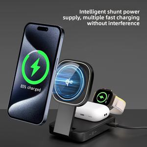 <span class=keywords><strong>Chargeur</strong></span> sans fil magnétique 3-en-1 Qi2 certifié QC4.0 15W pour téléphones, écouteurs et montres – Station de charge magnétique compatible - Product Image 2