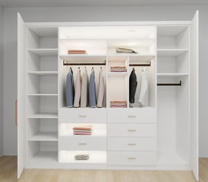 Sistem Lemari Pakaian Kayu Modern Buatan Khusus Desain Gratis Furnitur Kamar Tidur Lemari Penyimpanan untuk Pakaian - Product Image 2