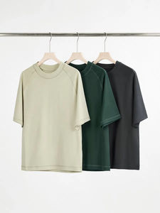 เสื้อยืดคอกลม300ทรงโอเวอร์ไซส์สำหรับผู้ชายเสื้อยืดแขนแร็กแลนพิมพ์โลโก้ได้ตามต้องการ - Product Image 2