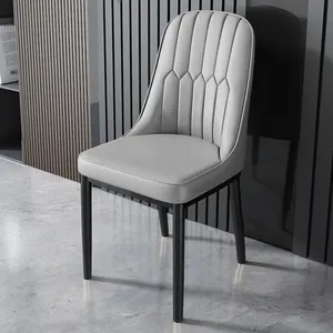 Grosir Cina Modern Nordic putih kursi makan kulit punggung tinggi kursi makan dapur
