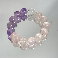 Bracelet et Chaîne de Cheville en Or pour Femme avec Moissanite Naturelle, Cristal Lavande et Cristal Rose, Motif Bouton de Paix, Bijoux Artisanaux de Luxe Haut de Gamme