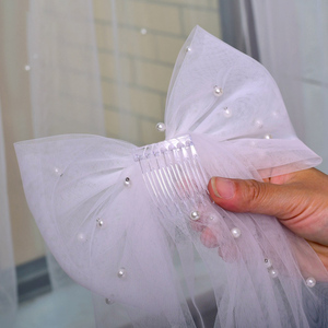 Genya – voile de <span class=keywords><strong>mariée</strong></span> <span class=keywords><strong>court</strong></span> avec Tulle et nœud, <span class=keywords><strong>accessoire</strong></span> de <span class=keywords><strong>cheveux</strong></span> pour enterrement de vie de jeune fille - Product Image 5