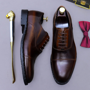 2026 New Model British Style Lefer Shoes Retro Round-Tip Brocade Embossed Oxford Monck <b>Leather</b> Shoes - Product Image 4