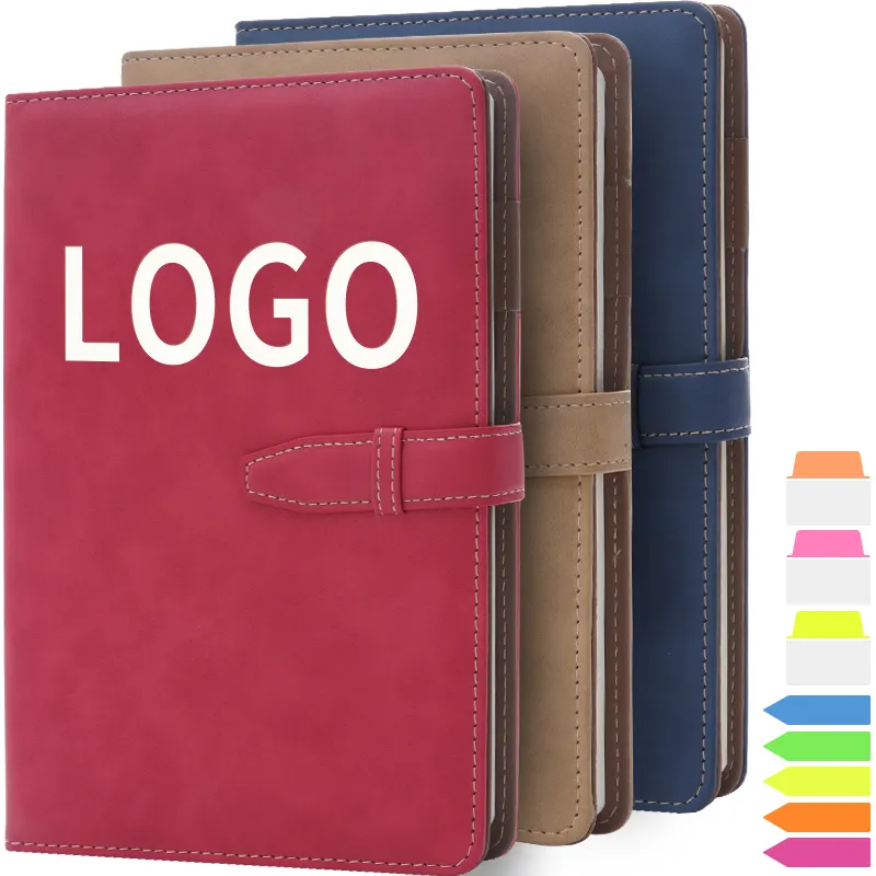 Promozione a buon mercato ufficio business Pu diario planner copertina in pelle logo personalizzato set di taccuini con serratura penna nad