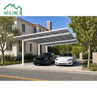 Kit de carport en aluminium HESIWEI, toit plat, design contemporain, capacité de stationnement multi-véhicules pour propriétés résidentielles