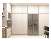 Meubles de cuisine minimalistes en forme de U, armoire de garde-manger du sol au plafond, tiroir, armoire de cuisine en marbre