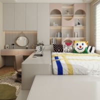 Rénovation personnalisée de toute la maison, chambre d'enfant, chambre à coucher, bureau avec lit tatami et armoire en bois
