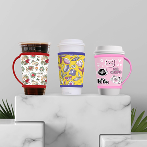 Funda de taza de café caliente reutilizable de neopreno aislado de diseño personalizado con asa - Product Image 4