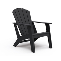 Fauteuil Adirondack moderne noir en HDPE recyclé pour patio, jardin, pelouse, extérieur, mobilier de loisirs