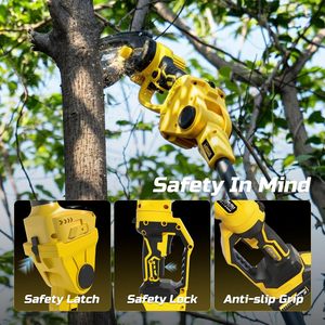 Scie à perche électrique pour l'élagage des arbres, mini-tronçonneuse de 6 pouces avec rotation à 180° ° Tête réglable et poignée rotative, pour la taille des branches hautes - Product Image 6