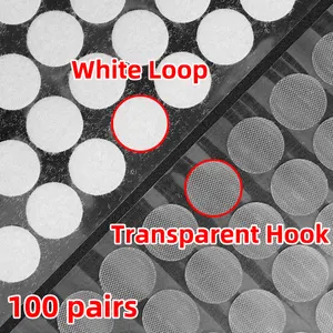 جودة عالية بالجملة لاصق خطاف و حلقه نقطة بيضاء شفافة مخصصة من النقاط الحساسة عملات تسوية مستديرة