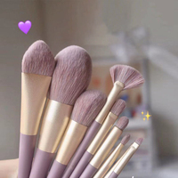 Lot de 9 pinceaux de maquillage professionnels roses personnalisables avec logo, outils doux pour le fond de teint, fabrication en gros