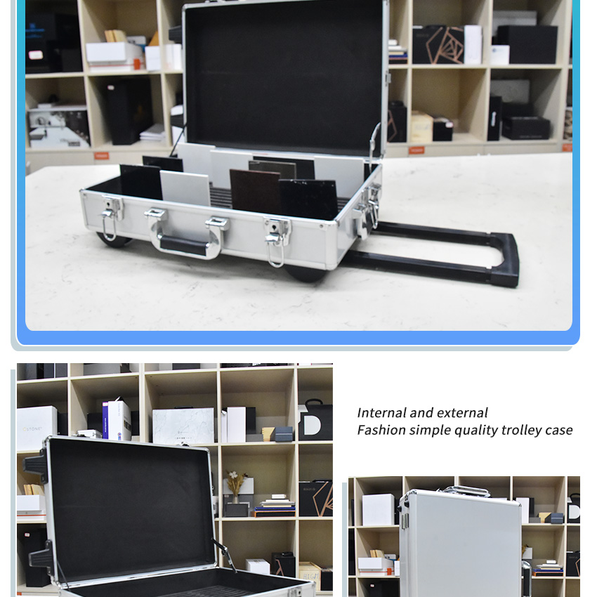 Sample Trolley Case Marble Rock Mosaic Ceramic Wood Floor Granite Quartz Specimen Box Stone Aluminum Suitcase Display For Tile