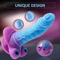 Dildo Éléphant Lumineux pour Homme, Jouet Sexuel Fantaisie Monstre Alien qui Brille dans le Noir avec Ventouse