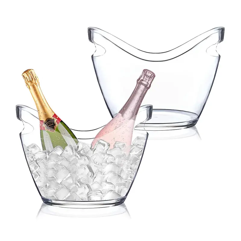Vente en gros 4L 8L 12L Seau à glace en plastique acrylique Bac à boissons Seau à vin champagne pour fêtes et boissons