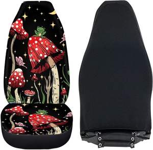 FUIBENG Ensemble de housses de siège de voiture 2 pièces Design universel Grenouille Lune Étoiles Papillon Fait Protection de coussin en polyester durable - Product Image 4