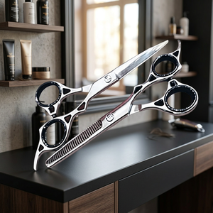 8\" Matt Black Dog Grooming Scissors Sharp Blade Dull Powder Coated Stainless Steel Dark Grey Dog <b>Shear</b> for Beauty Personal Care - Product Image 3