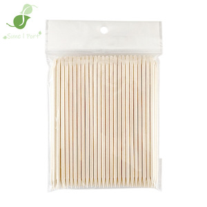 SunelPort Bâtonnets en bois de bouleau orange jetables pour nail art, 12,7 cm de long, 100 pièces par paquet, double extrémité, pour <span class=keywords><strong>la</strong></span> <span class=keywords><strong>beauté</strong></span> et le nail art - Product Image 1