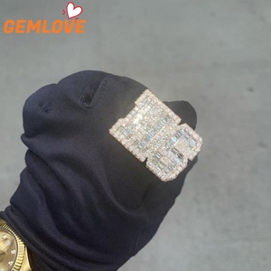 GEMLOVE Rose <b>Gold</b> Plated HS Letter <b>Cocktail</b> <b>Ring</b> Crystal Rhinestone Pave Setting Hiphop Style Unisex Jewelry - Product Image 4
