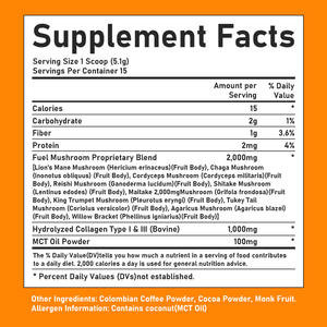 Natural Herbal Fuel Collagen & Mushroom Coffee Servings with Fuel Mushroom Proprietary Blend Support Enhanced Mood Servings - Product Image 6