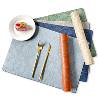 Set de table en PVC imitation cuir, résistant à la chaleur, antidérapant, imperméable, facile à nettoyer, réutilisable, accessoire de cuisine moderne et décoratif