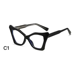 2024 Wholesale Tr90 Eyeglasses Anti Blue Light Women Cat Eye Eyeglasses Female Optical Glasses