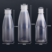 Bouteille de Jus Fantaisie Personnalisée avec Étiquettes, Bouteille Jetable Écologique Transparente en PET pour Boissons 330ml 500ml avec Bouchon à Vis en PP pour Soda