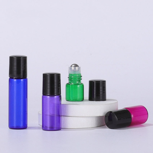 Mini Màu Xanh Hồng Tím Màu Xanh Lá Cây 1Ml 2Ml 3Ml 5Ml Thủy Tinh Cuộn Trên Chai Rỗng Refillable Tinh Dầu Chai Với Màu Đen Nắp Nhựa - Product Image 2