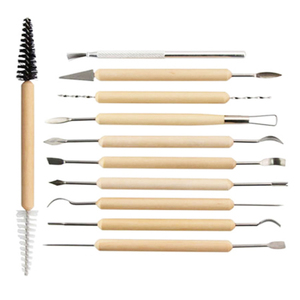 Set di strumenti professionali <span class=keywords><strong>per</strong></span> scultura da 11 pezzi strumenti in ceramica con manici in <span class=keywords><strong>legno</strong></span> fai-da-te - Product Image 4