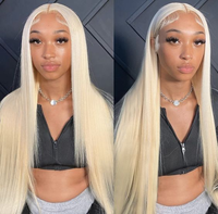 Perruque de Cheveux Humains Raides Ondulés “Body Wave” Remy Vietnamiens Blond 613 HD, Transparente, Marque Scintillante, Prix Usine