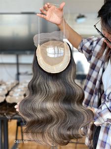 Peluca de Cabello Virgen Europeo de 8mm con Ondas Naturales y Color con Mechas, 130% de Densidad, para Mujer, Venta Caliente 2025 - Product Image 6
