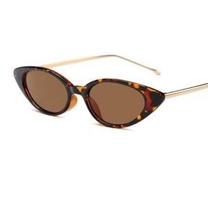 Hecho de ojo de gato gafas de sol mujer delgada tortuga gafas pequeñas Gafas de Metal de moda negro gafas de sol - Product Image 1