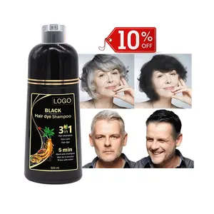 Factory OEM 500ml Woman Man Black Color Hair Shampoo Organic Original 3 In 1 Black Hair Dye Shampoo