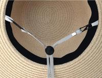 Nouveau style lettre broderie grand chapeau de paille, chapeau de plage d'été, chapeaux pare-soleil de vacances
