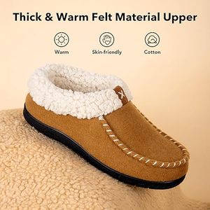 Women's Moccasin <strong>Slippers</strong> Warm Comfy Winter Wool-<strong>felt</strong> Memory Foam Indoor House Shoes - Product Image 5