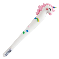 O & Q alta calidad Dreamy Unicorn Hard Silicone Macaron Color Holder Stylo Gel Ink para niños Blue Glitter 0,5mm regalo perfecto