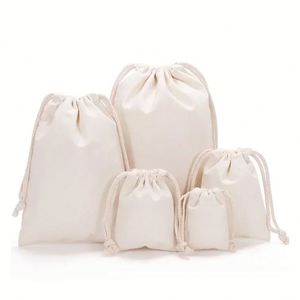 Custom Recyclable Reusable Natural Cotton Canvas <b>Drawstring</b> <b>Backpack</b> Bag Patterned Letter Design - Product Image 1